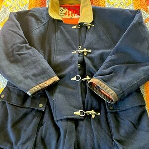 Tommy Hilfiger navy blue Navigator pea coat with fireman style clasp closures L